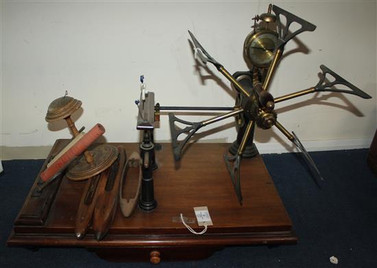 A brass and steel yarn wrap reel winder, 28.5in.